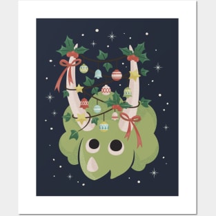 Christmas Dinosaur Triceratops Posters and Art